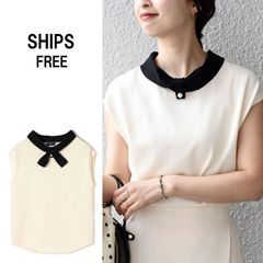 A0491【美品♪】SHIPS　シップス　*〈手洗い可能/UVカット/接触冷感〉パールモチーフボウタイニット ボーダー/ソリッド◇ 10,450