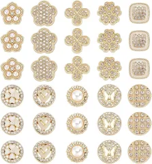 PH PandaHall 40個 10種類 飾りボタン 花柄 メタルボタン ラインストーン パール 洋服用 コート用ボタン 1穴 縫製ボタン ヴィンテージ 交換 修理( ミックス)