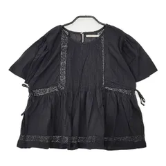 NE QUITTEZ PAS インド製 コットン 半袖 ピンタックレース ブラウス シャツ ブラック ヌキテパ 5-0709S 247420 NE QUITTEZ PAS インド製 コットン 半袖 ピンタックレース