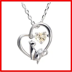 【送料無料 】GemType: ムーンストーン [未来天使] ネックレス レディース ハート 猫 ダンシングストーン シルバー 選べる 誕生石 【シャンパンゴー