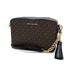 【中古】美品 MICHAEL KOSE マイケルコース ロゴ シグネチャー タッセル レザー チェーン ショルダー バッグ eH07127N