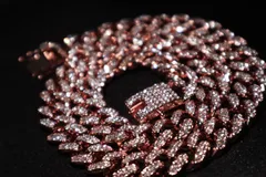 幅13mm 20インチ　ローズゴールド　マイアミキューバンチェーン　ブリンブリン