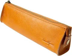 【人気商品】ファスナー 小さい スムーズな イタリアンレザー 革 万年筆 レザー おしゃれ ペン スリム 本革 文房具 筆箱 ペンケース ブラウン Teporna] [Dom