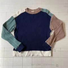 ト2509-⑥-5227 ビームスハート　BEAMS HEART ワッフルトレーナー　サーマル　パッチワーク