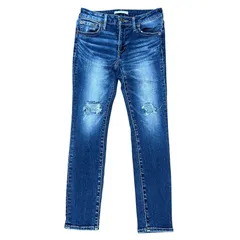 AZUL BY MOUSSY クラッシュ スキニーデニム ブルー レディースM アズールバイマウジー