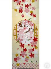 絵手ぬぐい【舞桜と鶯】濱文様 春ウォールデコ ハンカチ代わり 桜 鶯 季節ディスプレイ 剣道女子 可愛い 新品未使用品 日本製 外国土産