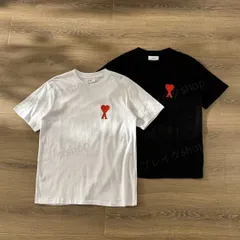 ami paris アミパリ 春夏新作 Ami de Coeur レッドハート刺繍入り ユニセックス半袖Tシャツ ブラック＆ホワイト 男女兼用のサムネイル