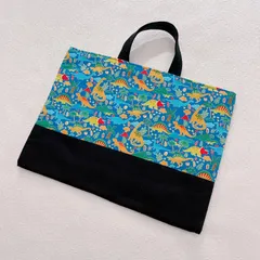 レッスンバッグ 手提げ袋 男の子 恐竜 青