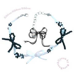 ビーズブレスレット　バレエコア　リボン　フェアリーグランジ　Y2K