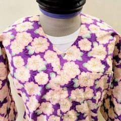 鯉口（こいくち）ダボシャツ　 桜　ムラサキ地　festival clothes   中（M）