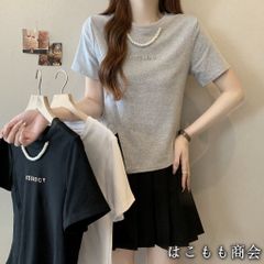 【美品・未使用新品】半袖です☆イレギュラースプリット半袖Tシャツレディース2025夏新作レターデザイントップス