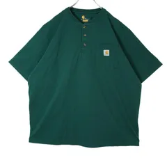 カーハートCarharttヘンリーネックTシャツ胸ポケT半袖胸ポケット濃緑グリーンワンポイントoriginalfitオリジナルフィットvintageヴィンテージ40120