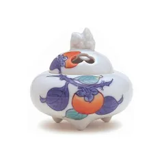 【新品・5営業日で発送】日本香堂 香炉 染錦柿絵 豆 有田焼 79152 (2165419)