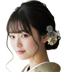 髪飾り6点セット 成人式 卒業式 浴衣 袴 七五三 髪飾りパーツセット くすみカラー Uピン (gray)