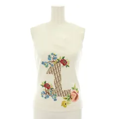 クリスチャンディオール Christian Dior トロッターナンバータンクトップ カットソー ノースリーブ 花柄 刺繍 ロゴプリント F36 白 ホワイト 5E16155961 /YTのサムネイル