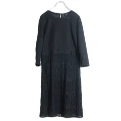 【美品】インゲボルグ★リボン付き♪ワンピース サイズ9 黒系 カットワークレース&はしごレース♪フォーマルにも♪z15302