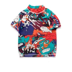 ☆ 海 ☆ 110cm ☆ ラッシュガード ユニセックス ykmms9082 ラッシュガード キッズ 半袖 女の子 男の子 水陸両用 ジュニア ユニセックス 子供 子ども プール 幼稚園 保育園 小学生 おしゃれ かわいい キッズラッシュガード