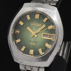 CITIZEN 自動巻き時計 緑文字盤 カットガラス　セブンスター シチズン セブンスターV2自動巻カットガラス グリーンダイヤル