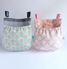 フタなし 移動ポケット ダマスク柄 水色、ピンク