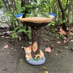 バードフィーダー 鳥 野鳥 餌やり 餌 ボウル 水浴び 樹脂 屋外 防水 ガーデニング 庭 ベランダ デコレーション 猫 かわいい おしゃれ ナチュラル 自然 動物 木 森 贈り物 4-7