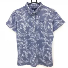 【超美品】キャロウェイ 半袖ポロシャツ ネイビー×白 リーフ柄 レディース L ゴルフウェア Callaway