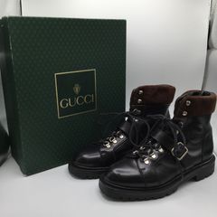 GUCCI グッチ　ショートブーツ　104 0117 レザーブーツ　ブラック×ダークブラウン　サイズ37　24㎝