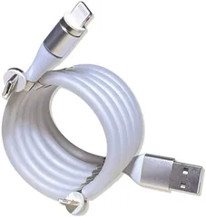 Magic Cable USB充電ケーブル マグネット 急速充電 マグネット式( 1.白0.9m,  0.9m)