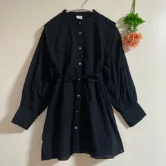 【URBAN RESEARCH DOORS】 チュニックブラウス (M) ブラック　アーバンリサーチドアーズ 前ボタン 体型カバー