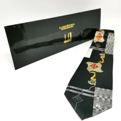 ダンヒル　ネクタイ　ブラック　ゴールド　幾何学模様　鑑定済　管理番号KKVKO1079