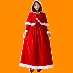 コスプレ コスプレ 可愛い ロングスカート クリスマス サンタコス 長袖 レディース 大きいサイズ コスチューム サンタ サンタクロース ワンピース [DECEED] （赤 緑）