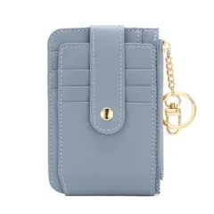 [FairyPomu] カードケース パスケース コインケース 定期入れ フラグメントケース リール付き 薄型 財布 レディース メンズ 通勤 通学 (青色) [青色]