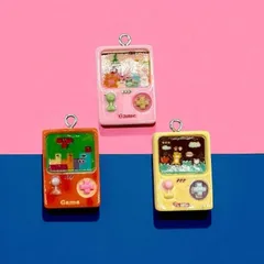 チャーム 1個売り レトロゲーム機風チャーム ミニチュア ハンドメイド キーホルダー ストラップパーツ pt-2906