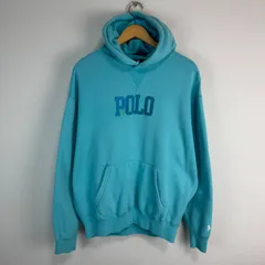 POLO Ralph Lauren ポロラルフローレンスウェット パーカープルオーバー Big Fit ワンポイントロゴ ロゴ刺繍  ターコイズブルー Sサイズ メンズ 古着 ストリート