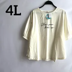 訳あり新品未使用タグ付き4L大きいサイズ白ホワイト半袖Tシャツロゴプリント