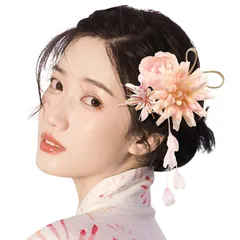 新商品 ヘアアクセサリー クリップ 8カラー 水引き 髪留め 振袖 飾り 飾り 髪 (04 髪 結婚式 卒業式 和装 着物 袴 ライトピンク) 七五三 花 成人式 髪飾り 浴衣 [OTAKUMARKET]