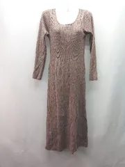 ◇ archives アルシーヴ Uネック ストレッチ ニット カジュアル 長袖 膝丈 ワンピース サイズM ブラウン レディース E  【1310300047452】