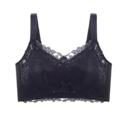 ☆ ブラック ☆ 42/95B ☆ 胸を小さく見せる ブラジャー  ブラジャー ノンワイヤー フルカップ 下着 レース インナー 小さくみせる ワイヤーなし ノンワイヤーブラジャー ランジェリー アンダーウェア オシャレ かわいい インナーウェア