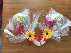 ありがとうございました　風船付お菓子ブーケ♡2個　プチギフト　卒業　卒園　入学　お祝い　結婚式　発表会　プレゼント　お配り用　喜ばれる　映え　ブーケ　お菓子ブーケ　バルーンブーケ　キャンディーブーケ　記念品　ギフト