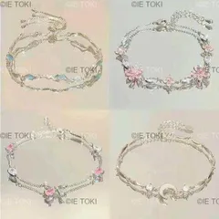 Y2k-クリスタルの蝶ネクタイブレスレット 女性用 素敵なブレスレット 光沢のあるジルコン 花 月 豪華なデザイン ジュエリーギフト ファッション