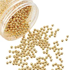 OLYCRAFT 2400個 ビーズ パールビーズ プラスチックビーズ 穴なし アクリルパールビーズ( ゴールド)