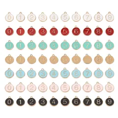 【人気商品】アクセサリーパーツ チャーム ジュエリー用 円形 0～9 DIY ナンバー ハンドメイド カラーエナメル 合金ペンダント 手芸材料 数字 手作り素材 丸型 7色 クラフト用品 約70個/箱 14.5x12x2.5mm Beadthoven