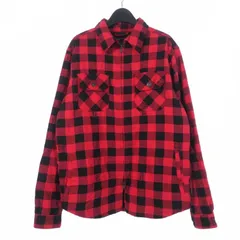 ステューシー STUSSY オールドステューシー 90S Flannel Insulation Jacket チェック フランネルシャツ ジップアップ ジャケット 長袖 M レッド ブラック