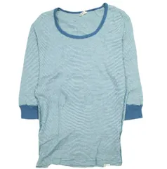 Healthknit x BEAMS BOY ヘルスニット ビームスボーイ 別注 七分袖ボーダーTシャツ ONE SIZE(M) ターコイズブルー カットソー トップス g13654