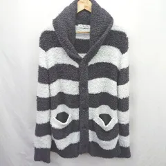 ◇ ⊇ ジェラートピケ ボーダー柄 オーバーサイズ感 ナイトウエア 長袖 ルームウエア サイズM チャコール系 レディース E  【1507160026271】