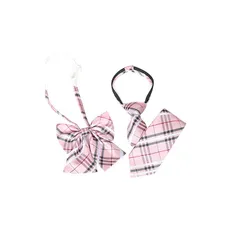 [SHUCLASS] スクールリボン ネクタイ【2点セット】 女子 制服リボン 学生服 紺色 中学生 高校生リボン ピンク