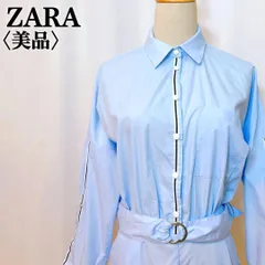 【美品】ザラベーシック ラインポイントウェストリボンベルトキュロットワンピ