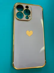 iPhone13 Pro ケース ハート柄 ゴールド縁 韓国風デザイン