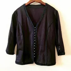 #anc レリアン Leilian カーディガン 黒系 紺 レース フリル 美品 レディース [945128]のサムネイル