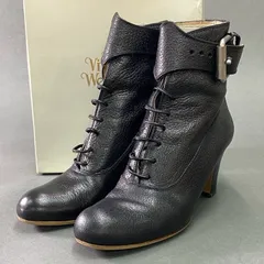 2f5 Vivienne Westwood ヴィヴィアンウエストウッド ピンバックルベルト ショートブーツ 39 ブラック レザー ブーティ シューズ 箱付きのサムネイル