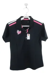 【美品】VIVA HEART(ビバハート) ポロシャツ 黒 レディース 42 ゴルフ用品 2412-0894 中古